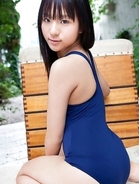 Miho Morita exposes hot butt in bath suit out of the house