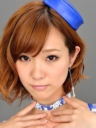 Hot Ichika Nishimura smiles posing on the cam in sexy uniform